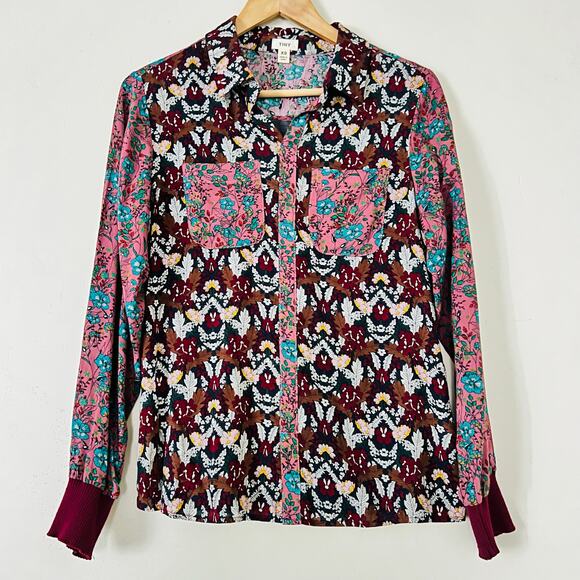 Anthropologie Women's Blouse Top Shirt Tiny Printed XS Olsen Floral Buttondown - Picture 5 of 9